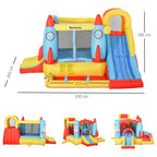 Outsunny Rocket Inflatable Bounce Castle with Slide & Splash Pool – 3.4m x 2.8m x 1.85m