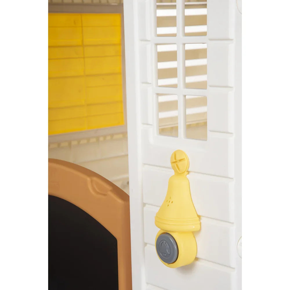 Dolu Garden Playhouse with Fence – White & Grey Outdoor Kids Playhouse