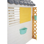 Dolu Garden Playhouse with Fence – White & Grey Outdoor Kids Playhouse