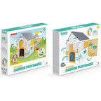 Dolu Garden Playhouse with Fence – White & Grey Outdoor Kids Playhouse