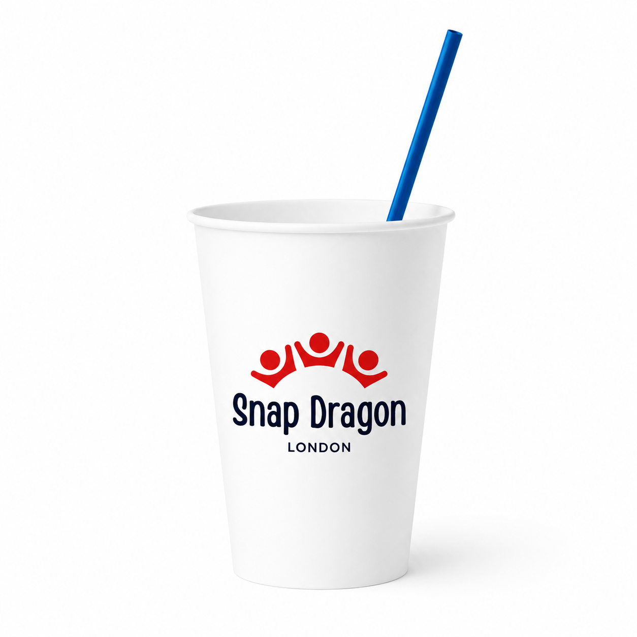 Snap Dragon London Kids Reusable Drinking Cup with Straw – White