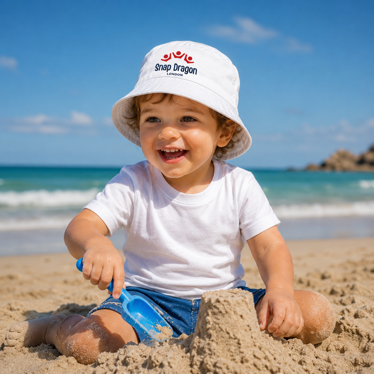 Snap Dragon London Kids White Bucket Hat